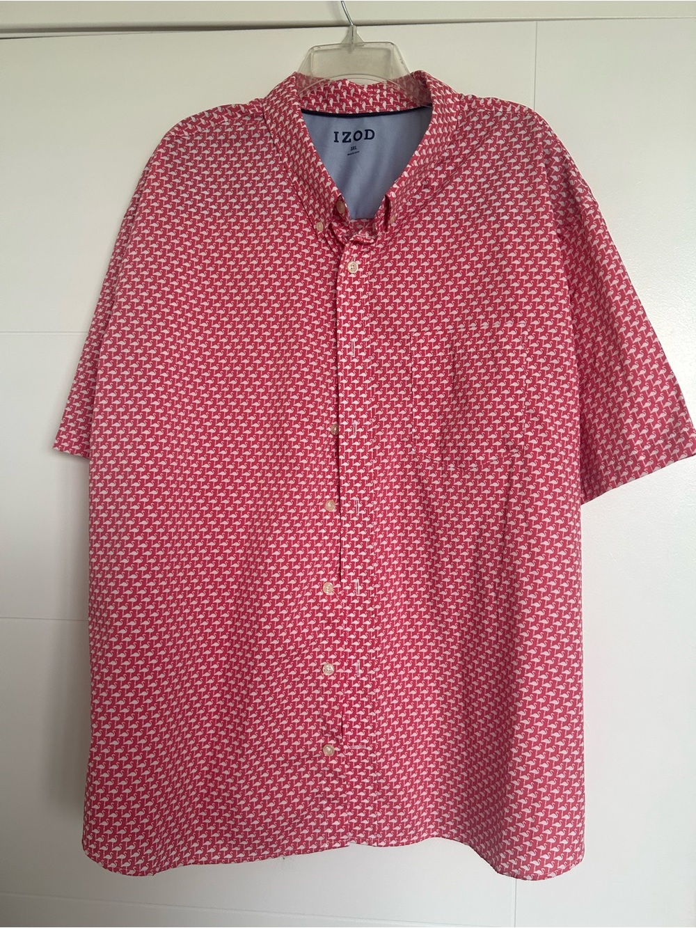 Izod Pink and White flamingo Short-Sleeve Button-Down Shirt